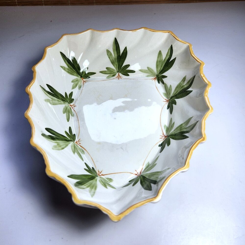 Simpsons Potters Normandy Dish • Hand Painted Leaf Bowl • Vintage England